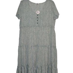 Jodifl Boho Maxi Midi Lined Dress Size L New Green Floral Peasant , Cottagecore